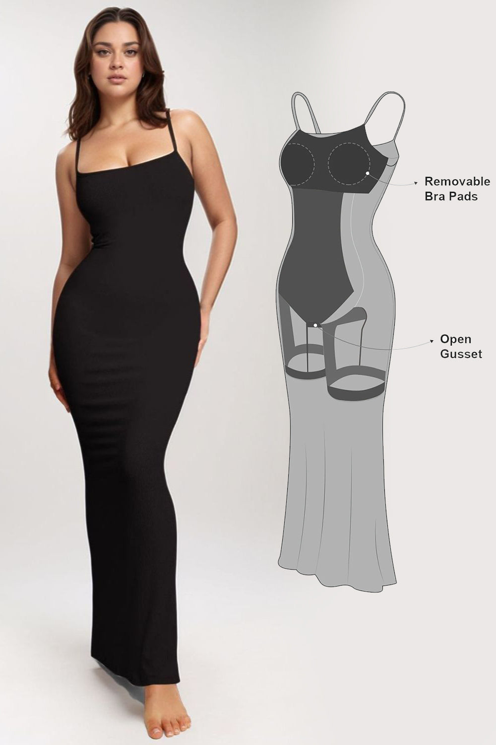 NL Spaghetti Shapewear Maxi Dress