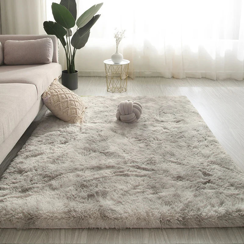 Fluffy Plush Carpet for Modern Home Living Room Sofa Area Rug Silky Soft Crawling Mat Children Bedroom Large Carpet Light Gray