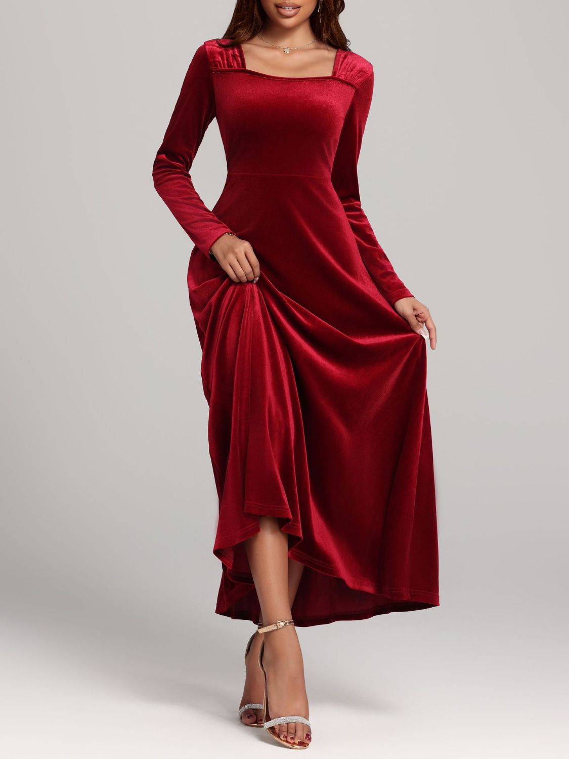 NL Square Neck Velvet Dress