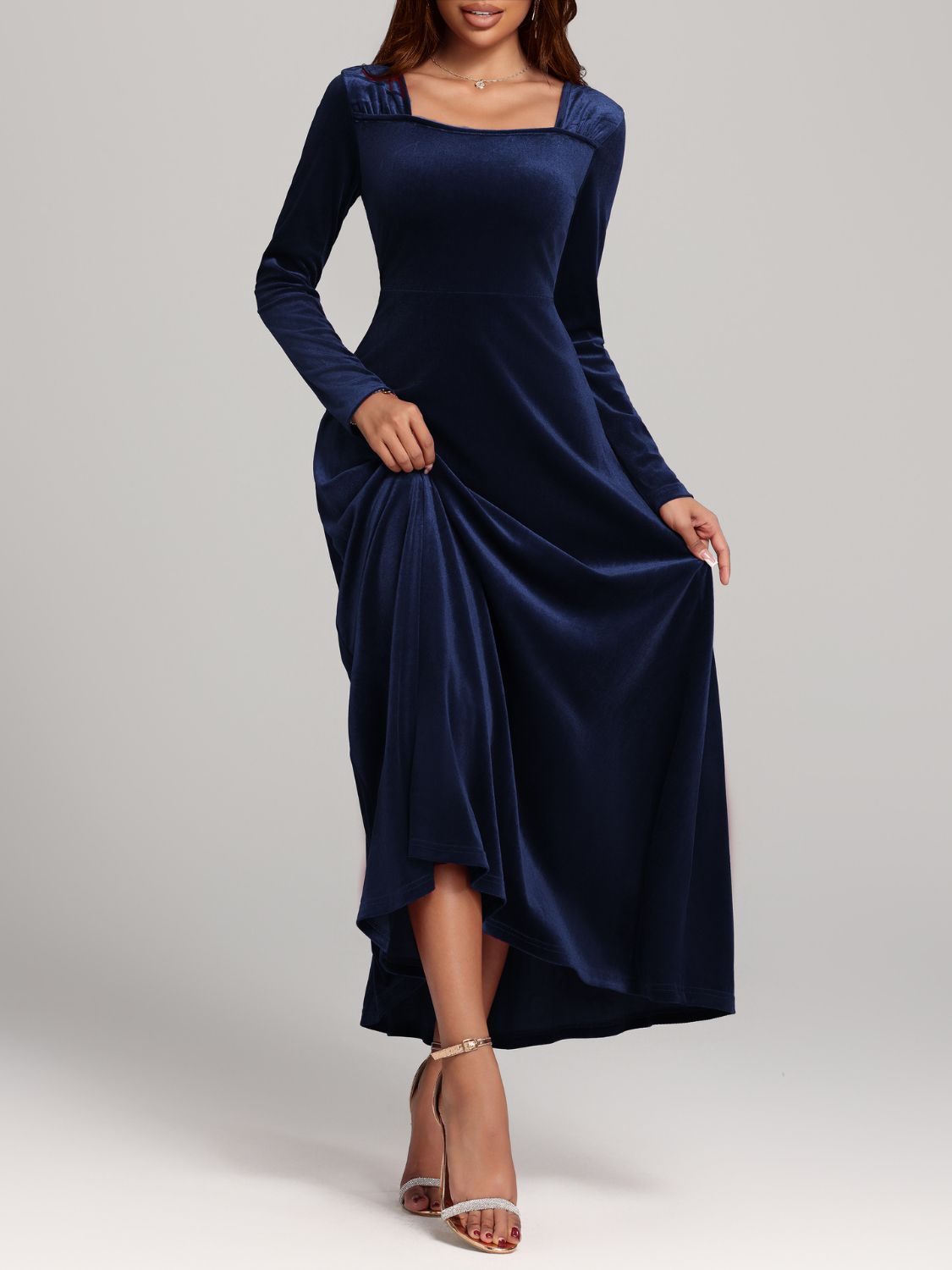 NL Square Neck Velvet Dress