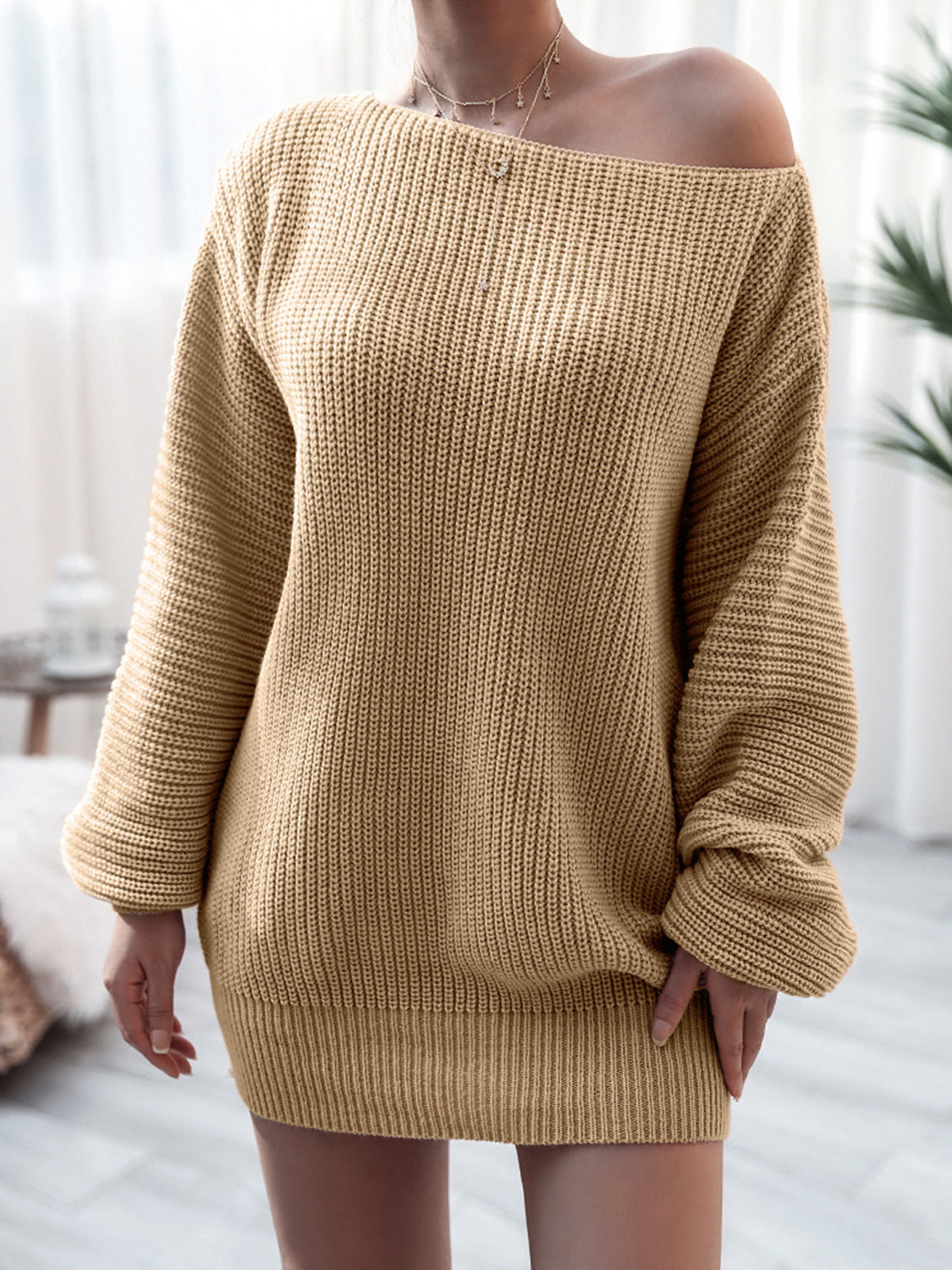 NL Rib-Knit Mini Sweater Dress