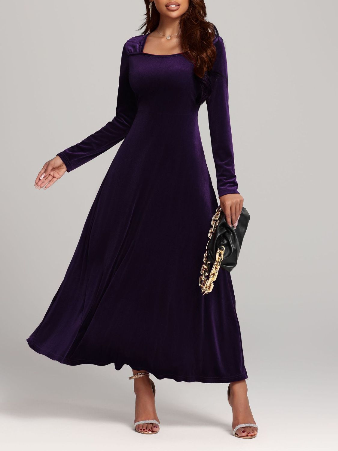 NL Square Neck Velvet Dress