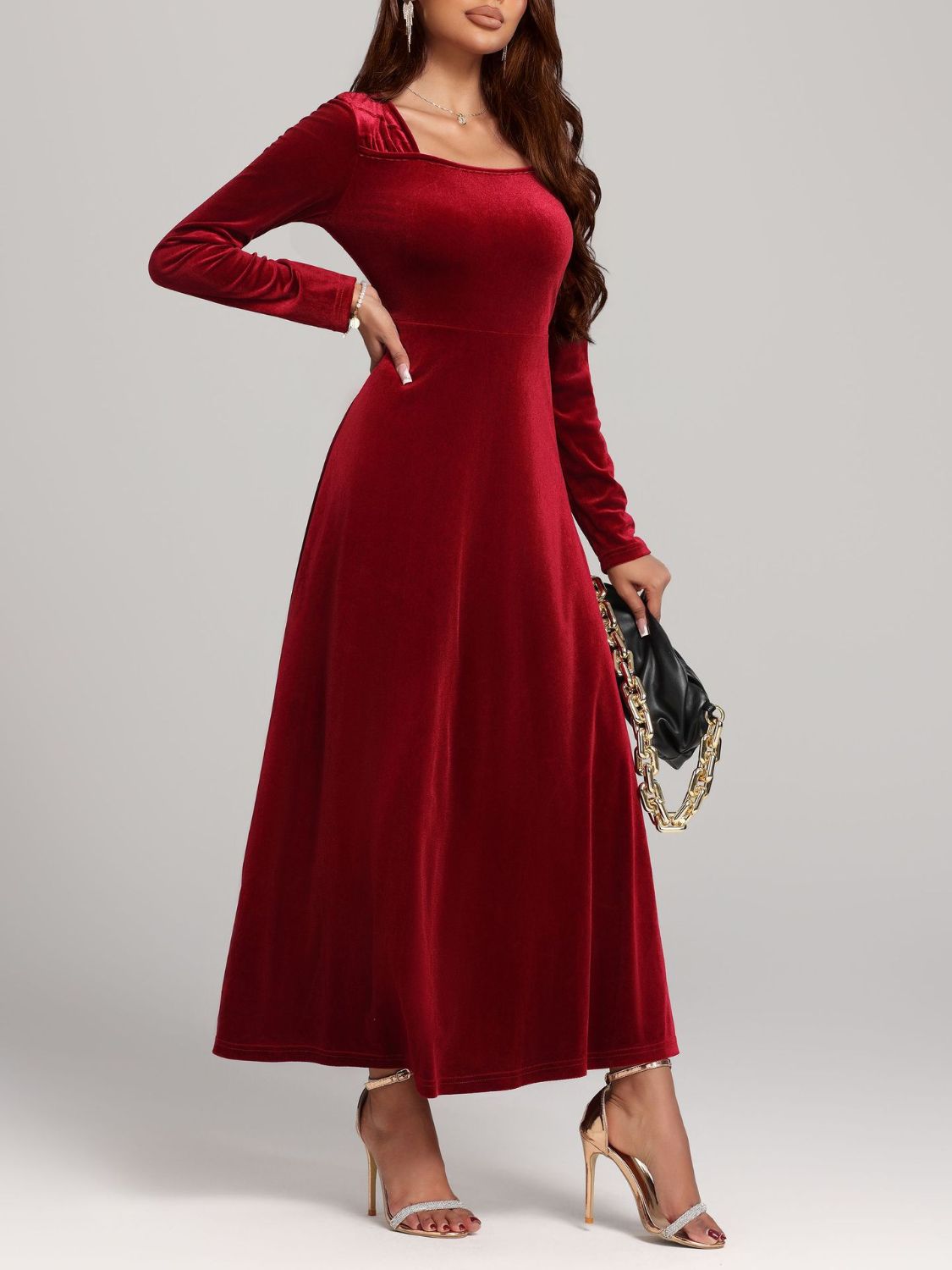 NL Square Neck Velvet Dress