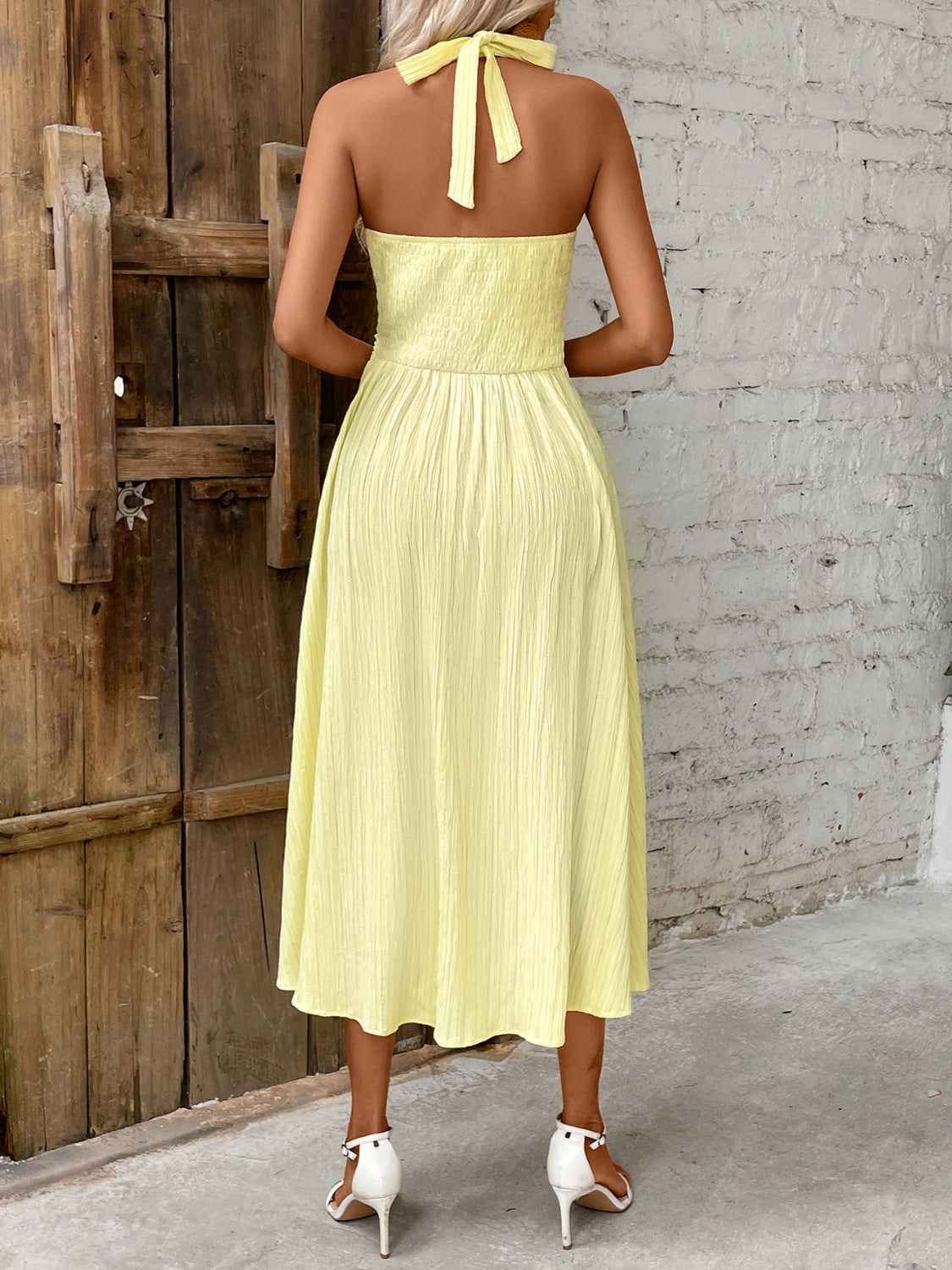 NL Lemon Halter Midi Dress