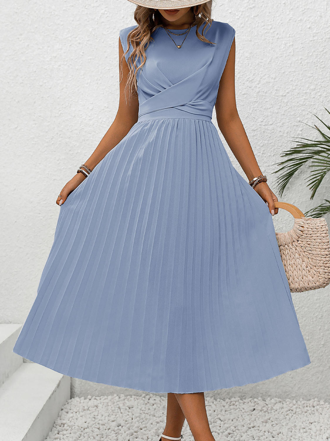 NL Pleated Cap Sleeve Dress