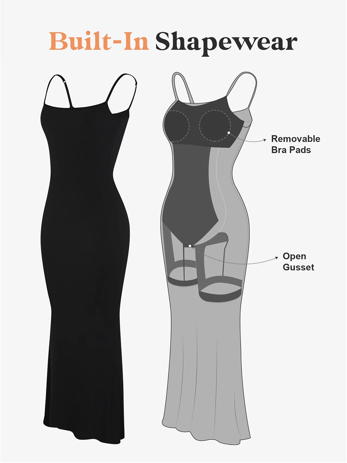 NL Spaghetti Shapewear Maxi Dress