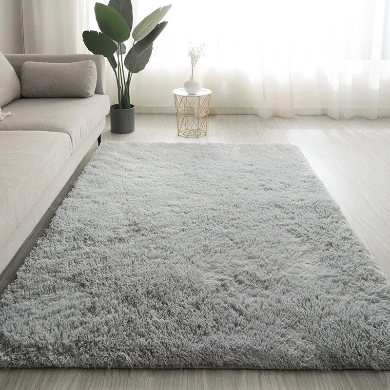 Fluffy Plush Carpet for Modern Home Living Room Sofa Area Rug Silky Soft Crawling Mat Children Bedroom Large Carpet Light Gray