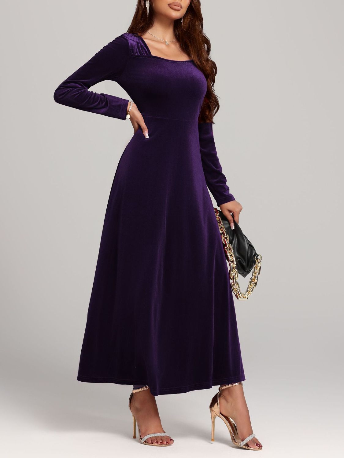 NL Square Neck Velvet Dress