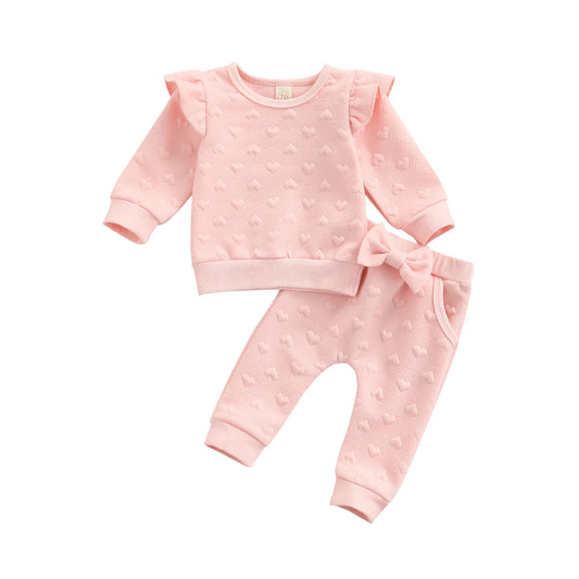 2021-10-22  0-24M Newborn Infant Baby Girl 2Pcs Autumn Clothing Set Long Sleeve Heart Printed Top Shirt Long Pants