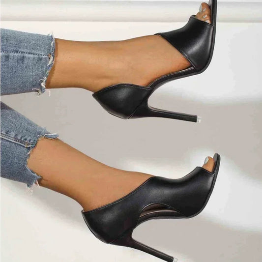 NL Open Toe Black Pumps