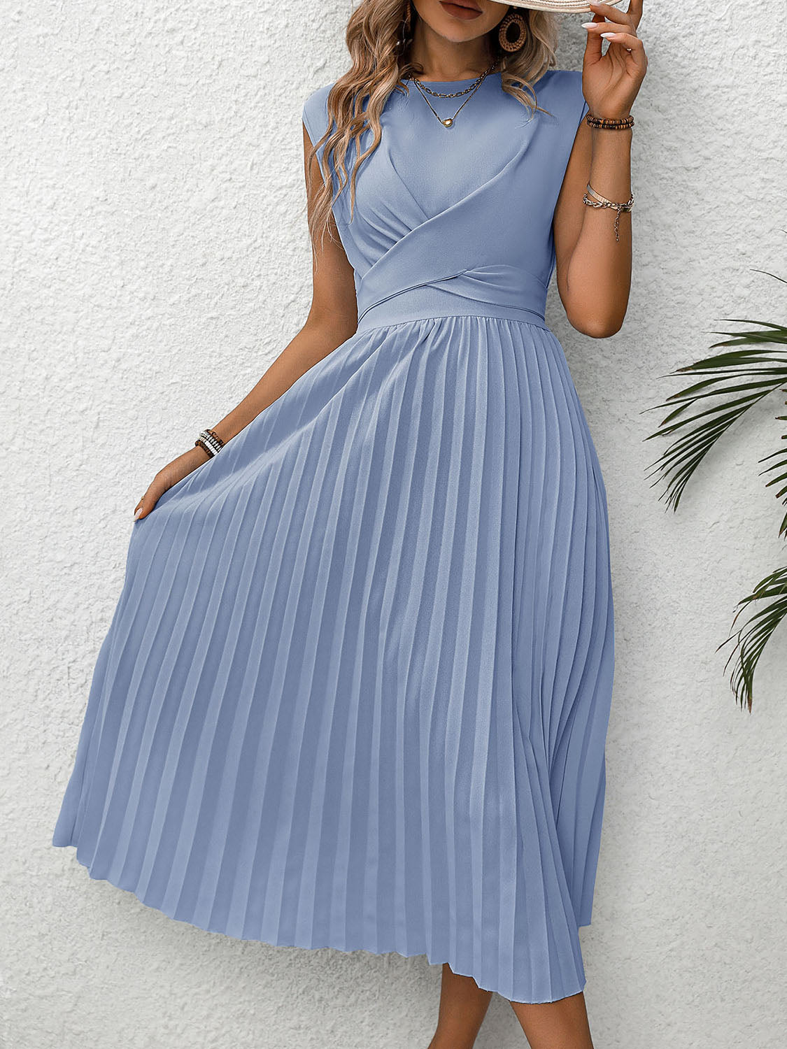 NL Pleated Cap Sleeve Dress