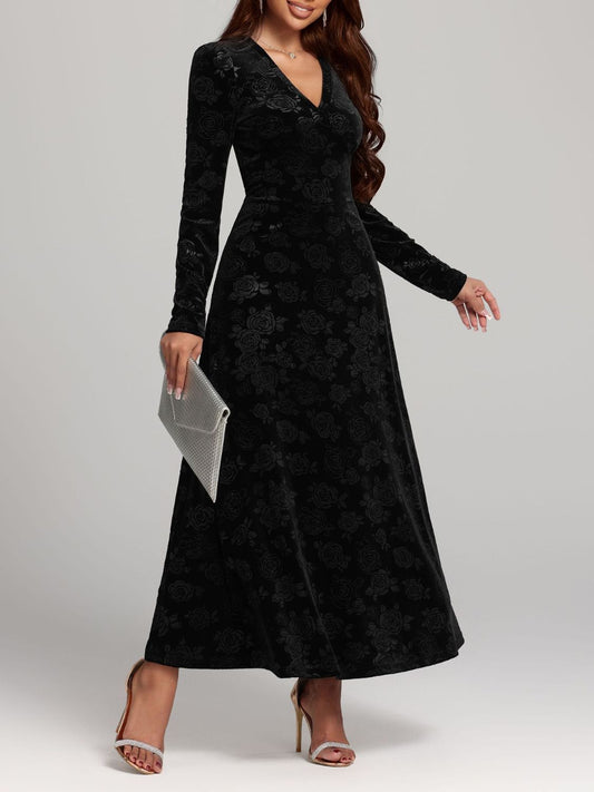 NL Rose Print Velvet Dress