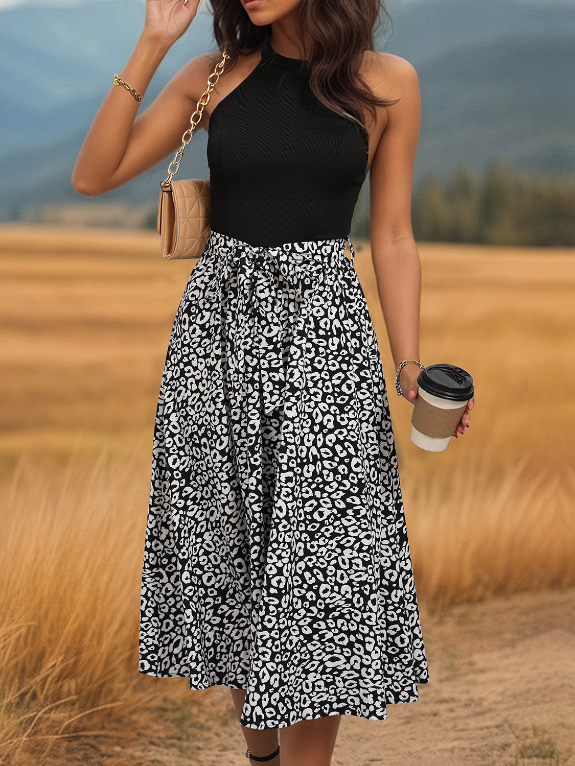 NL Leopard Halter Neck Dress