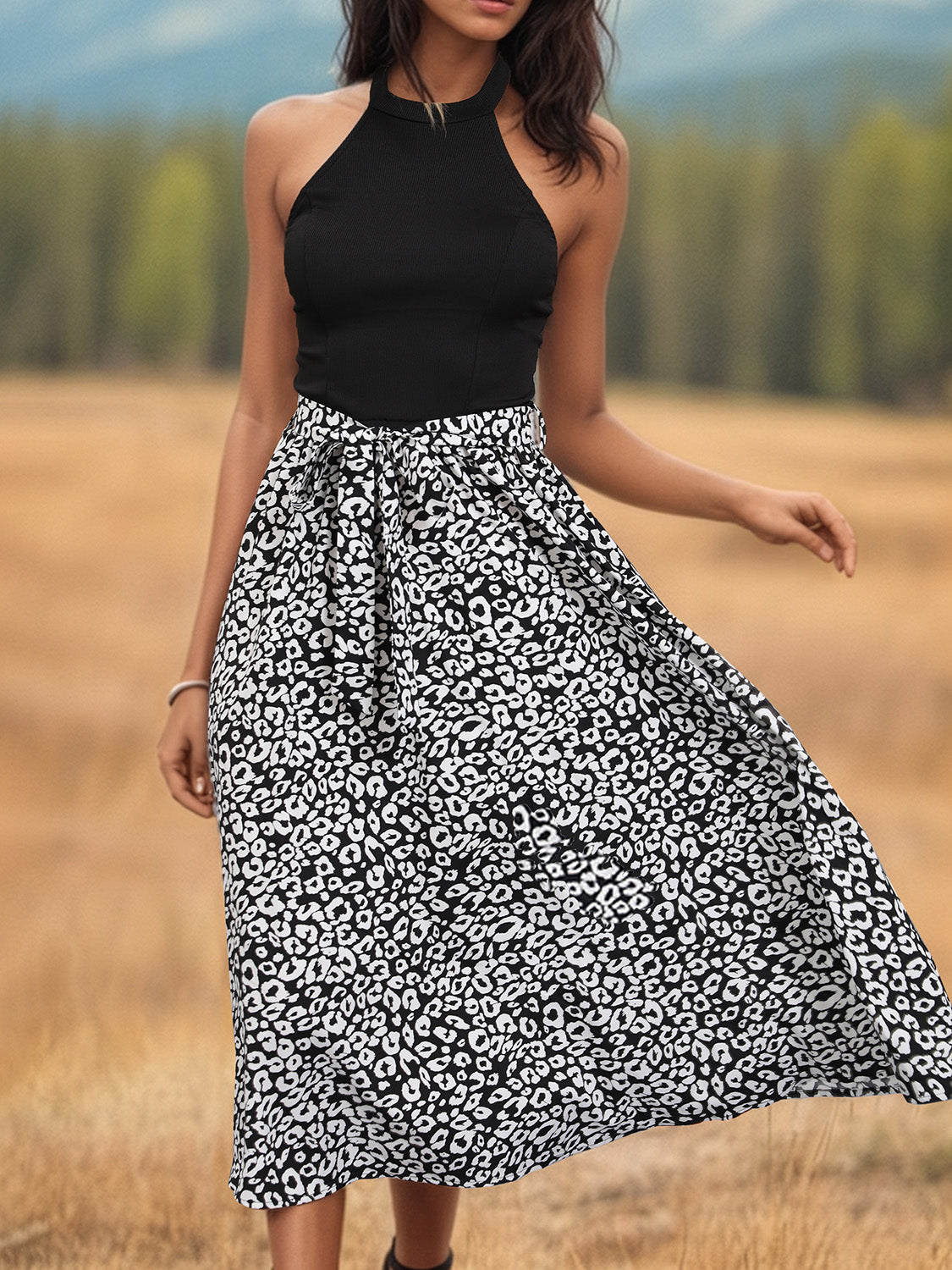 NL Leopard Halter Neck Dress