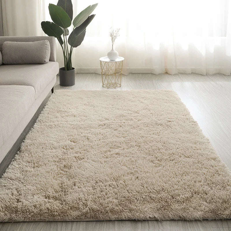 Fluffy Plush Carpet for Modern Home Living Room Sofa Area Rug Silky Soft Crawling Mat Children Bedroom Large Carpet Light Gray