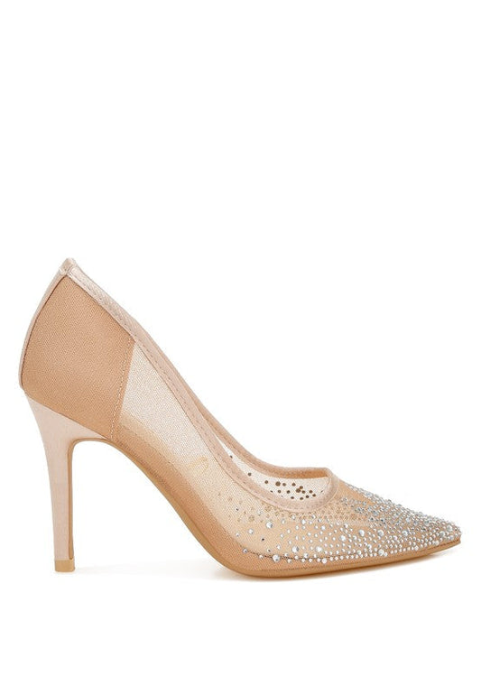 NL Mesh Rhinestone Stiletto Pumps