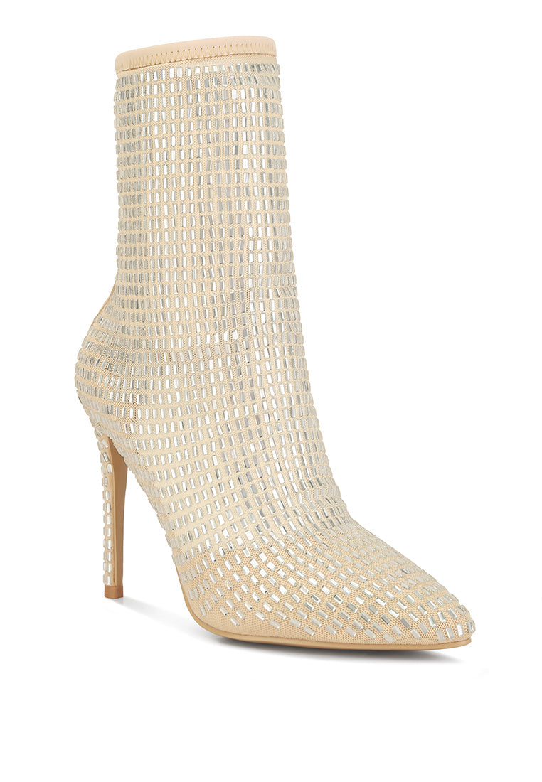 NL Rhinestones  Mesh Boots